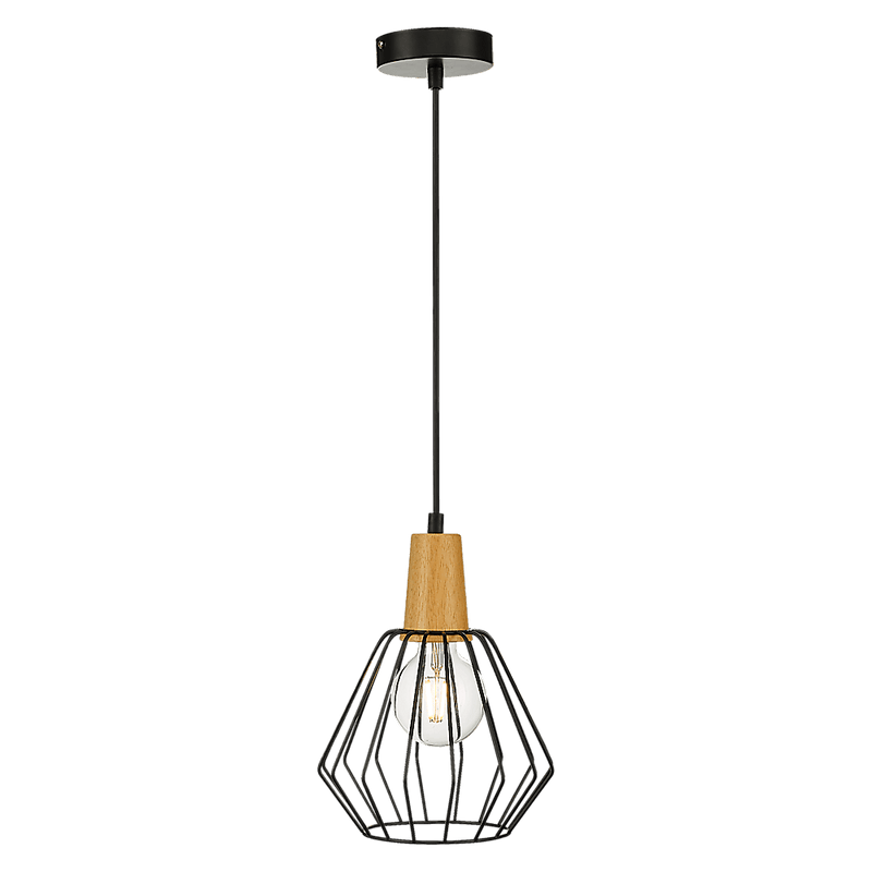 Wood Pendant Light Bar Black Lamp Kitchen Modern Ceiling Lighting