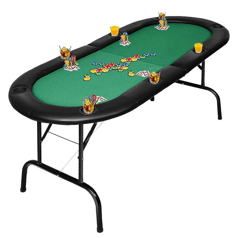 185cm 8 Player Folding Poker Blackjack Table with Cup Holder