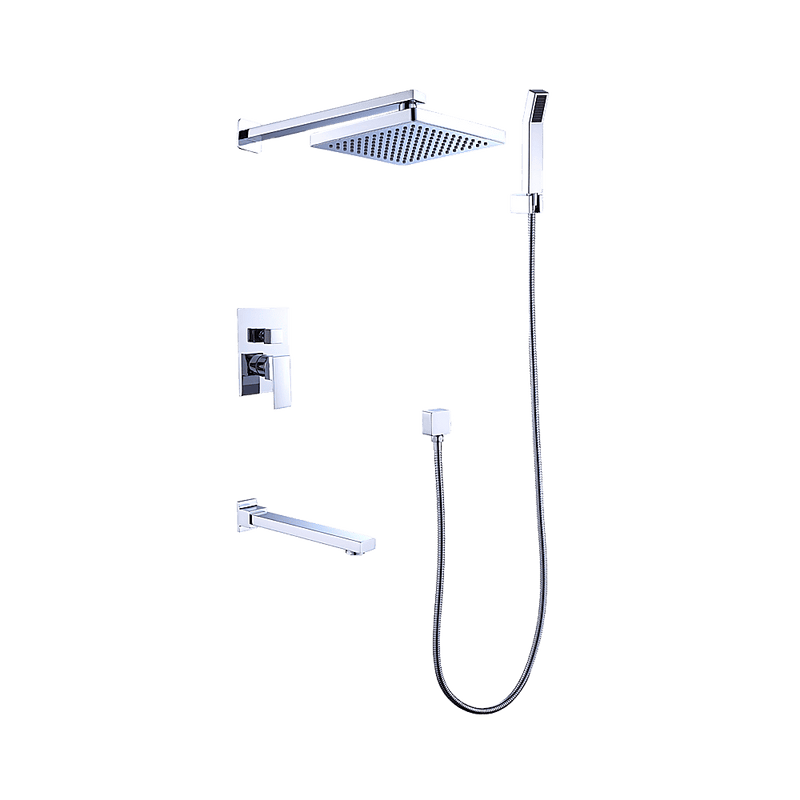 8" Rain Shower Head Straight Wall Arm Mixer Set Wall Bath Spout Outlet Tap