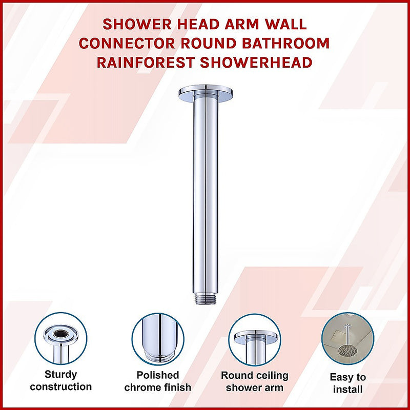 Shower Head Arm Wall Connector Round Bathroom Rainforest ShowerHead