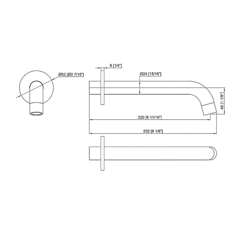 220mm Bath Spout in Polished Chrome Finish