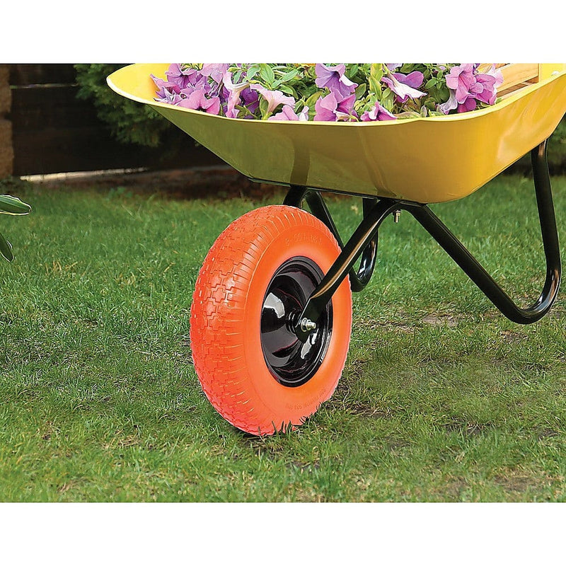 16" Flat Free Wheel Barrow Wheelbarrow Tire Solid Foam 5/8 Axle Cart Wagon