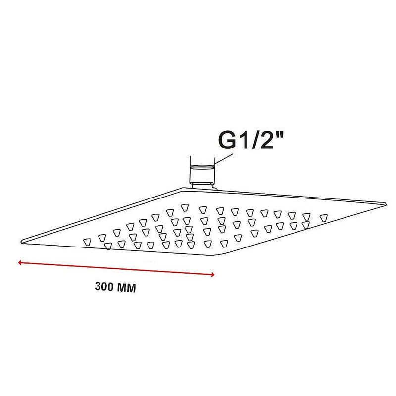 300mm Shower Head Square 304SS Polished Chrome Finish