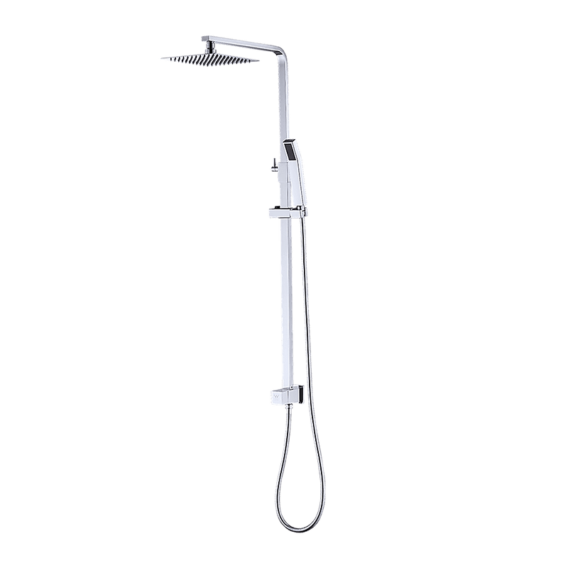 WELS 8" Rain Shower Head Set Square Dual Heads Faucet High Pressure With Mixer