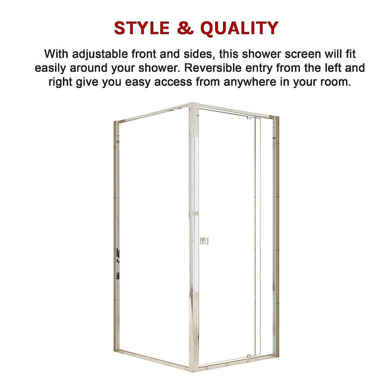 Semi Frameless Shower Screen (82~90)x 195cm & (98~101)x 195cm Side AS/NZS Glass