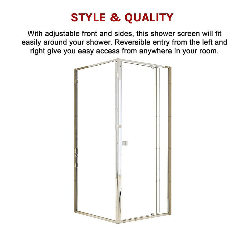 Semi Frameless Shower Screen (82~90)x 195cm & (77~80)x 195cm Side AS/NZS Glass