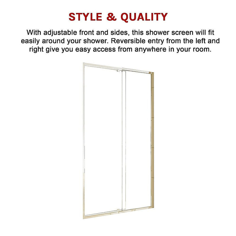 Adjustable Semi Frameless Shower Screen (114~122) x 195cm Australian Safety Glass