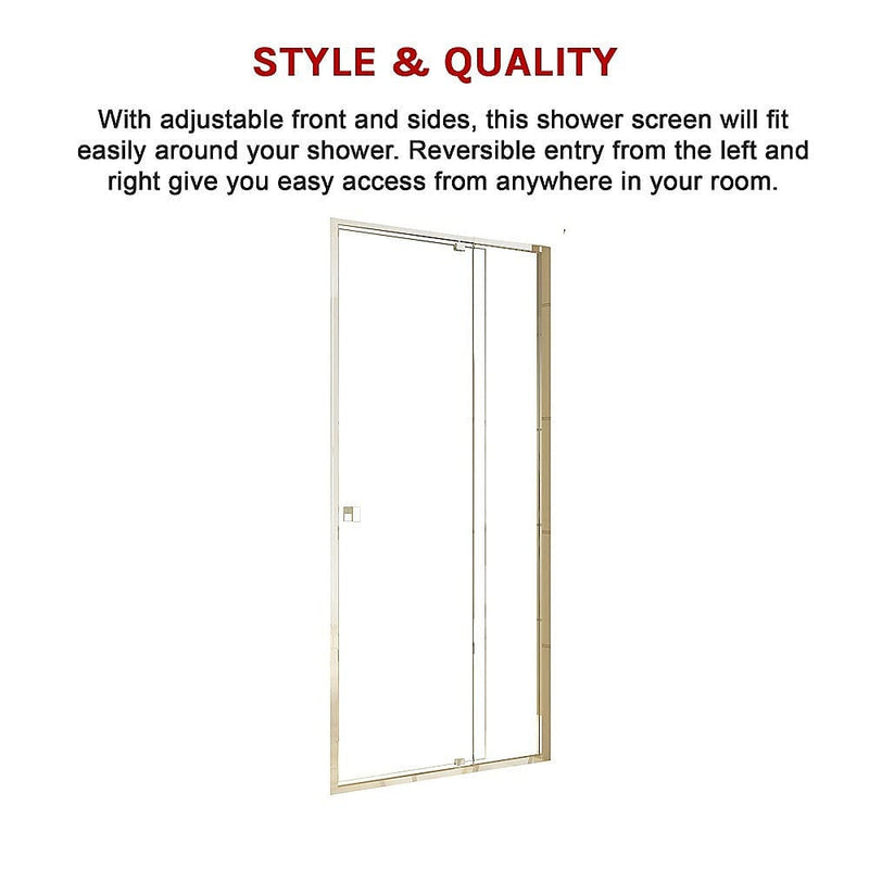 Adjustable Semi Frameless Shower Screen (98~106) x 195cm Australian Safety Glass