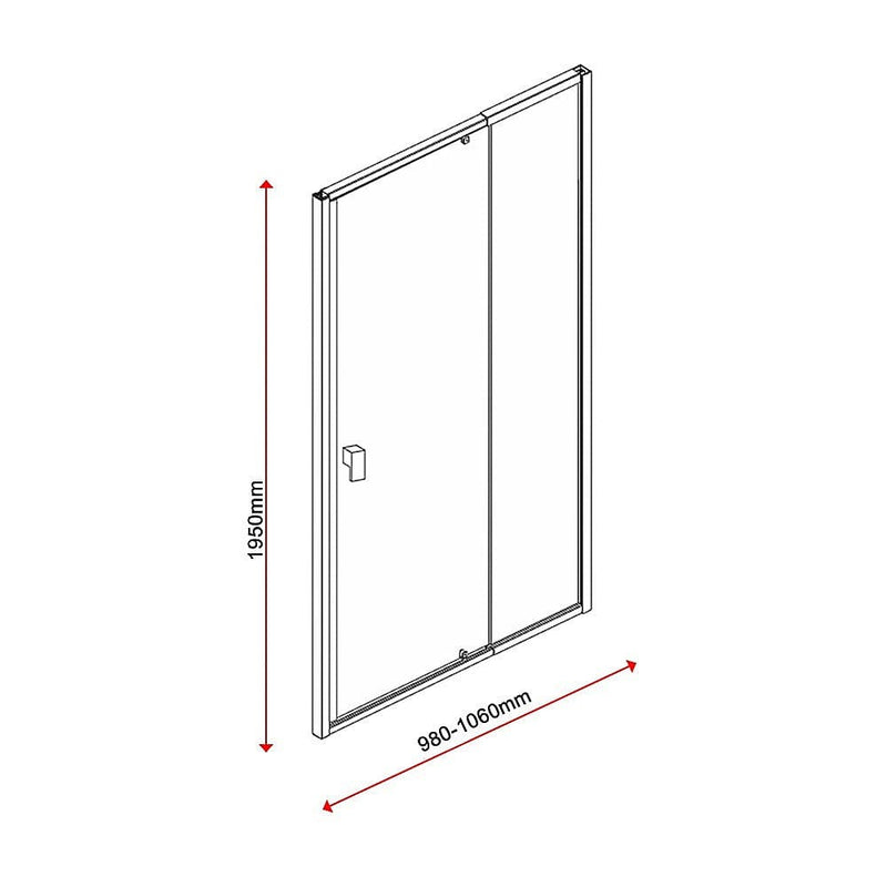 Adjustable Semi Frameless Shower Screen (98~106) x 195cm Australian Safety Glass