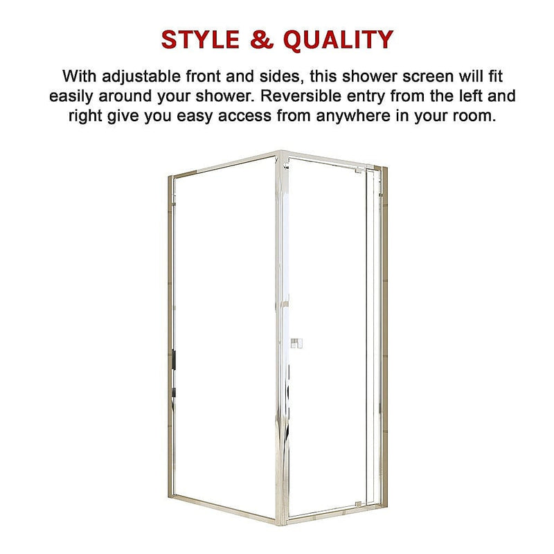 Semi Frameless Shower Screen (74~82)x 195cm & (98~101)x 195cm Side AS/NZS Glass