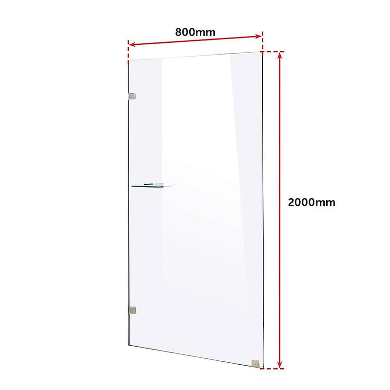 800 x 2000mm Frameless 10mm Safety Glass Shower Screen