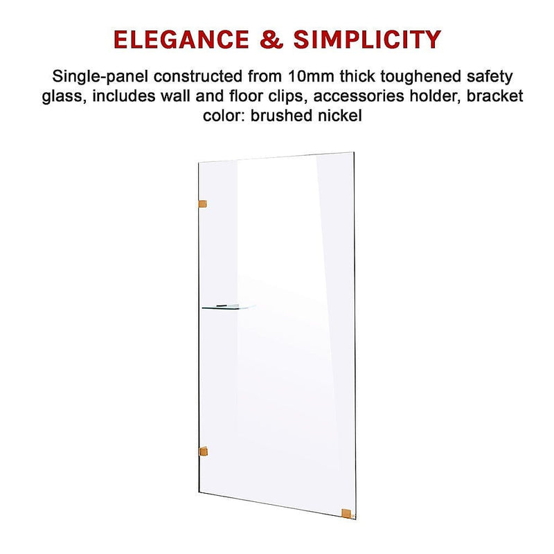 800 x 2000mm Frameless 10mm Safety Glass Shower Screen