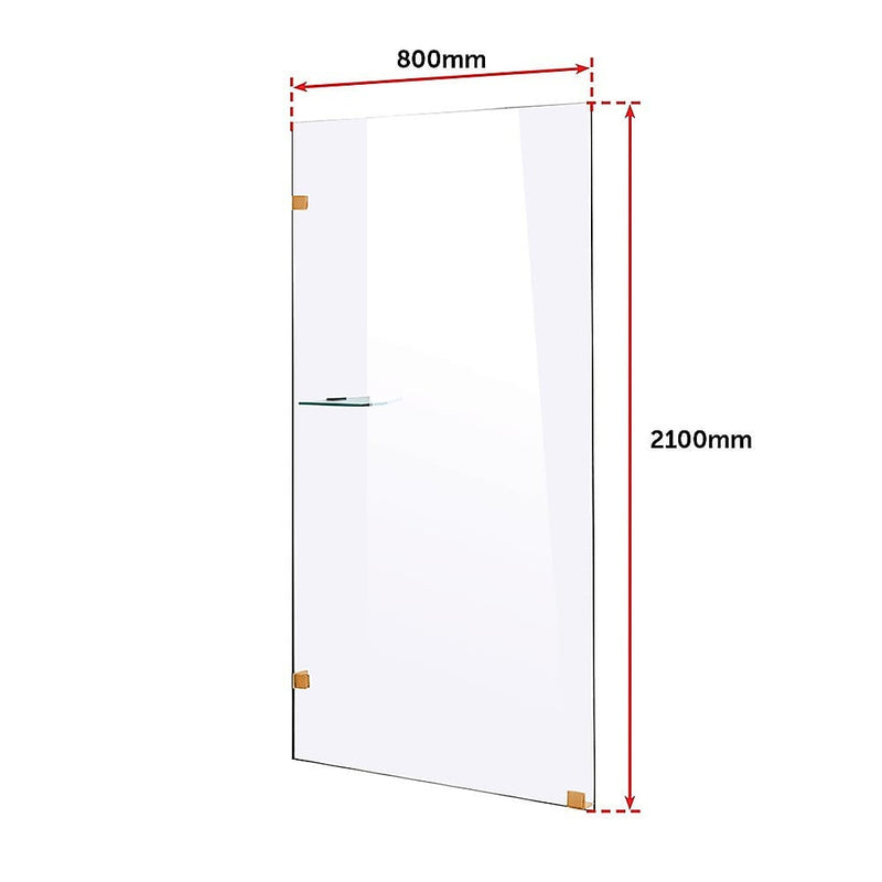 800 x 2000mm Frameless 10mm Safety Glass Shower Screen