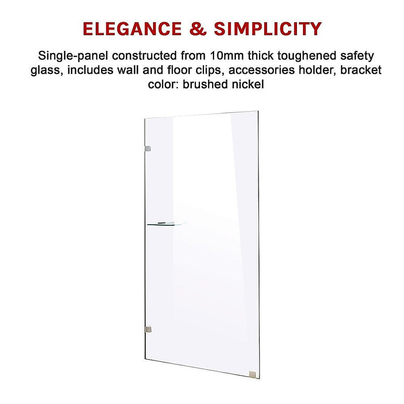 800 x 2100mm Frameless 10mm Safety Glass Shower Screen