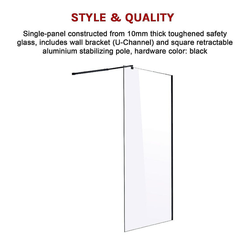 1100 x 2100mm Frameless 10mm Safety Glass Shower Screen