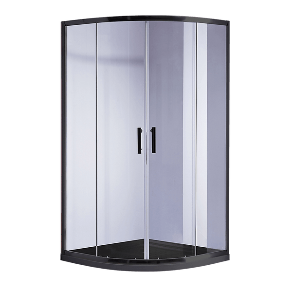 90 x 90cm Rounded Sliding 6mm Curved Shower Screen with Base in Black