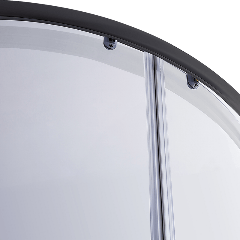 90 x 90cm Rounded Sliding 6mm Curved Shower Screen with Base in Black