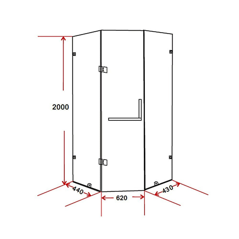 900 x 900mm Frameless 10mm Glass Shower Screen By Della Francesca