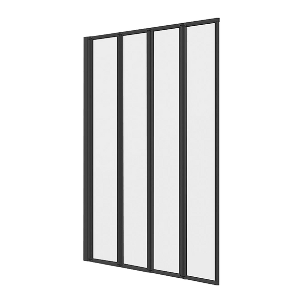 4 Fold Black Folding Bath Shower Screen Door Panel 1000 x 1400mm