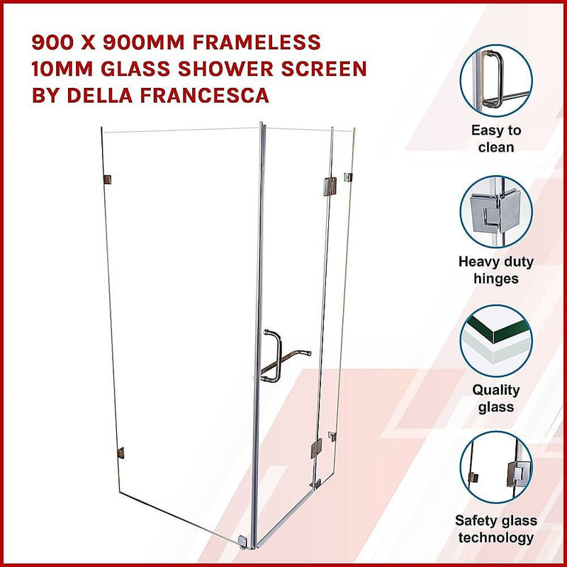 900 x 900mm Frameless 10mm Glass Shower Screen By Della Francesca