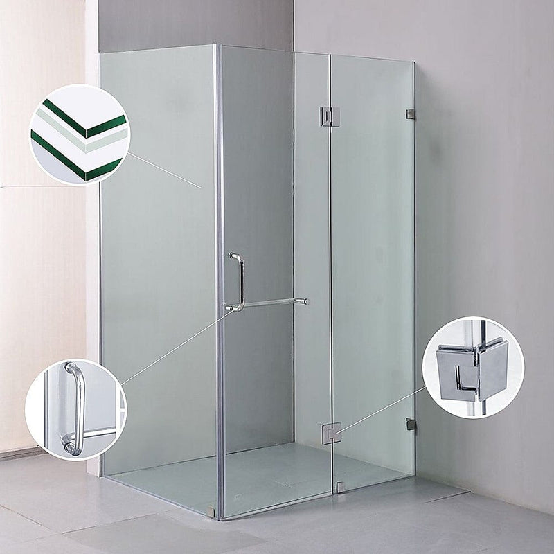 900 x 1000mm Frameless 10mm Glass Shower Screen By Della Francesca