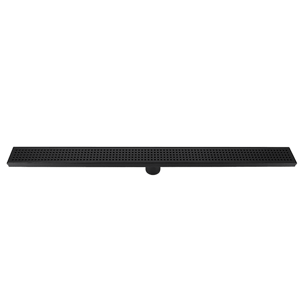 900mm Bathroom Shower Black Grate Drain w/Centre outlet Floor Waste Square Pattern