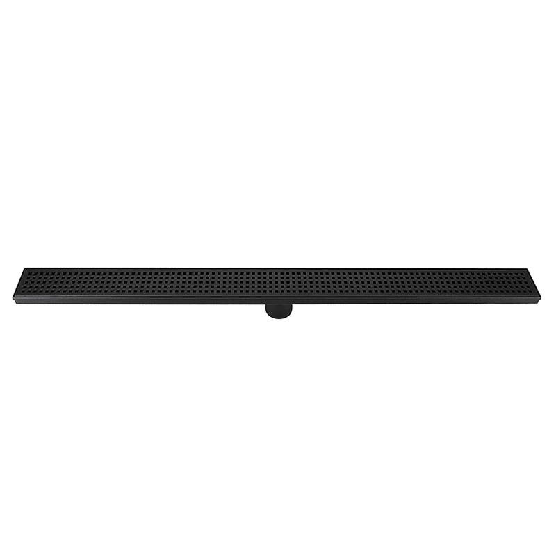 900mm Bathroom Shower Black Grate Drain w/Centre outlet Floor Waste Square Pattern