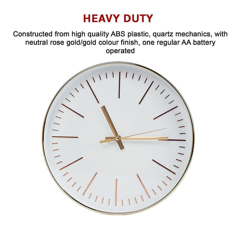 Modern Wall Clock Silent Non-Ticking Quartz Battery Operated Gold