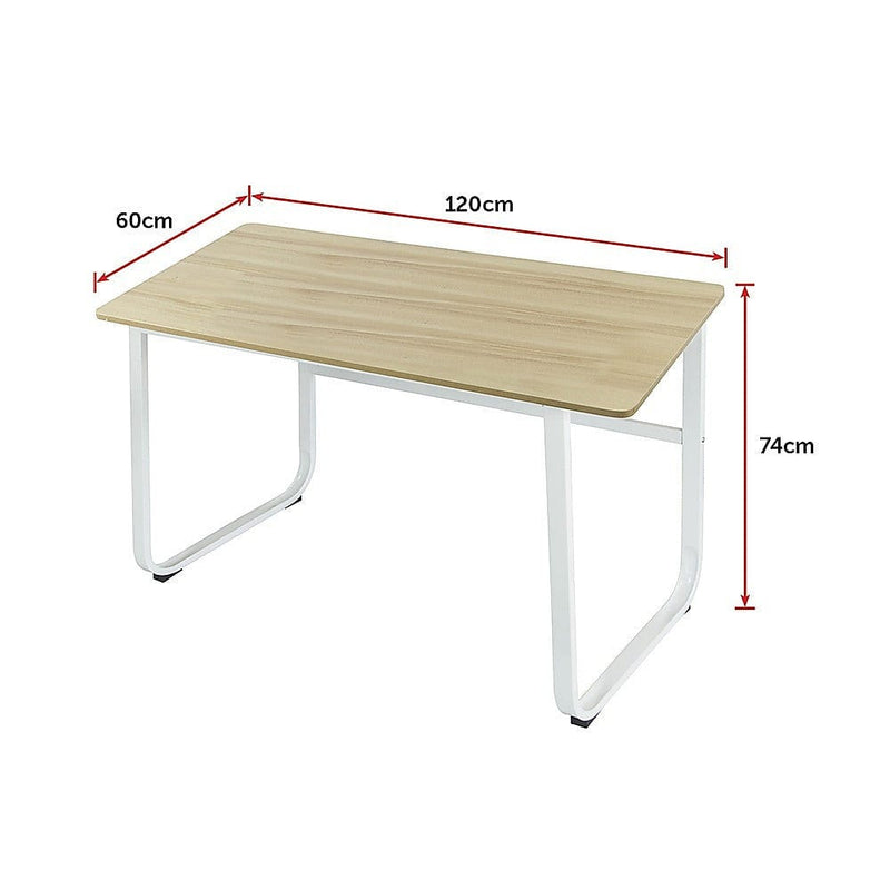 Wood & Steel Solid Computer Desk Home Office Furniture