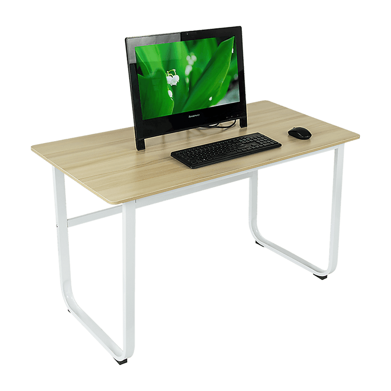 Wood & Steel Solid Computer Desk Home Office Furniture