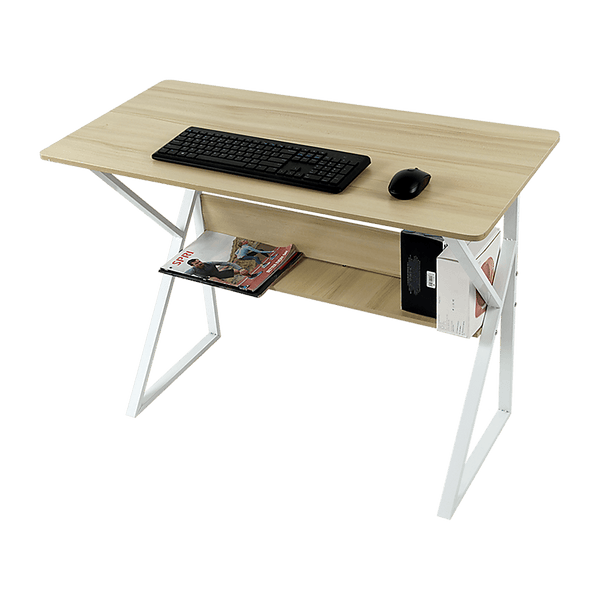 Wood & Metal Computer Desk with Shelf Home Office Furniture