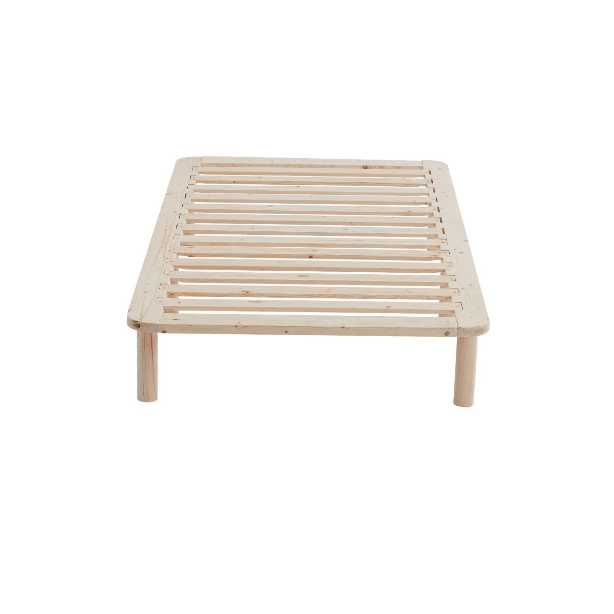 Platform Bed Base Frame Wooden Natural Queen Pinewood