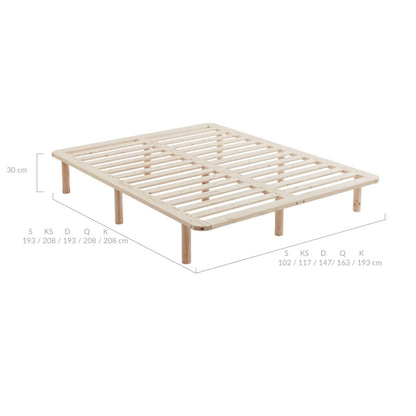 Platform Bed Base Frame Wooden Natural Queen Pinewood