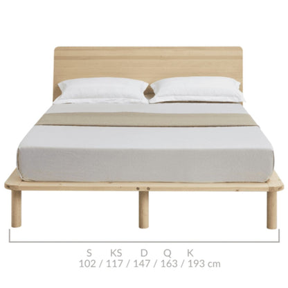 Natural Solid Wood Bed Frame Bed Base with Headboard King Single