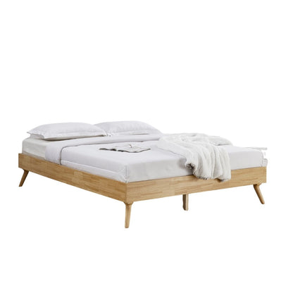 Natural Oak Ensemble Bed Frame Wooden Slat King