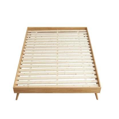 Natural Oak Ensemble Bed Frame Wooden Slat King