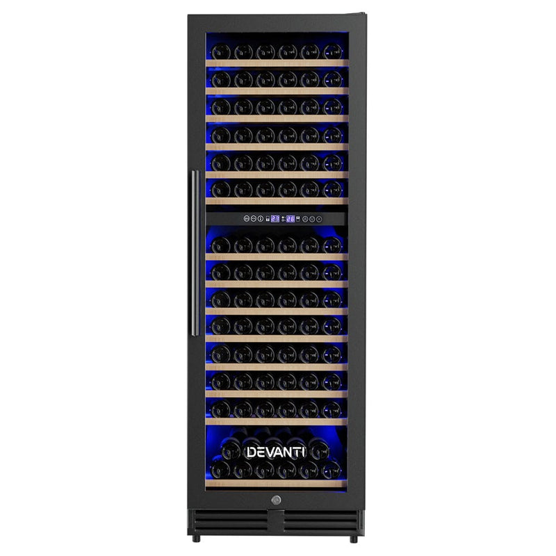 Devanti Wine Fridge Cooler Dual Zone 154 Bottles