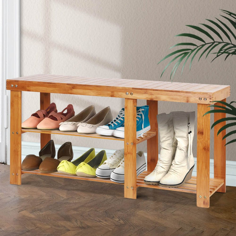 Artiss Bamboo Shoe Rack Bench