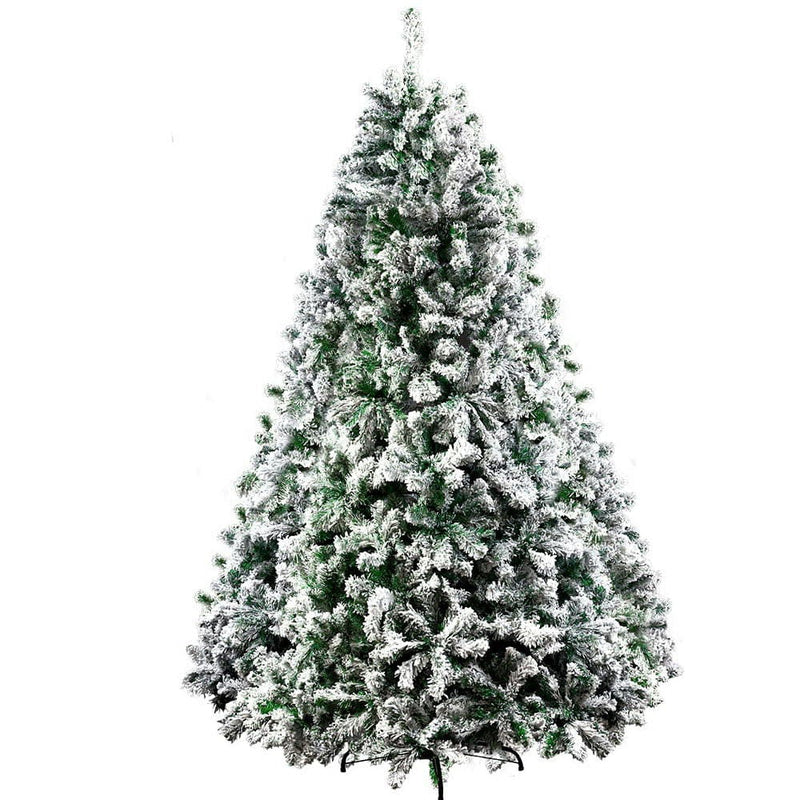 Jingle Jollys Christmas Tree 2.4M Xmas Tree Decorations Snow Flocked 1500 Tips