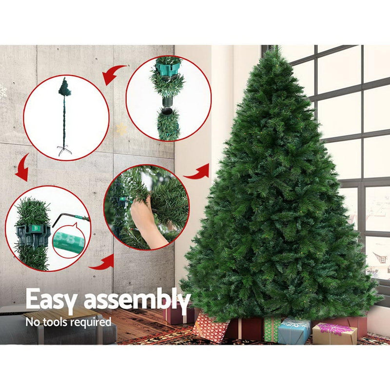 Jingle Jollys Christmas Tree 2.4M Xmas Tree Decorations Pine Needles 2100 Tips