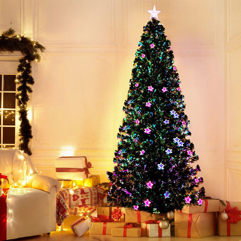 Jingle Jollys 2.4m Christmas Tree Optic Fibre LED Xmas tree Multi Colour