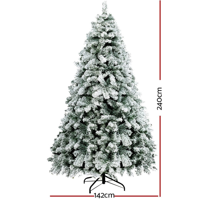 Jingle Jollys Christmas Tree 2.4m Snow Flocked Xmas Tree Decorations 1291 Tips