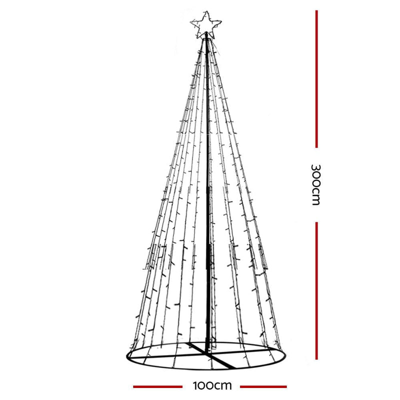 Jingle Jollys 3M LED Christmas Tree Lights 330 LED Xmas Multi Colour Optic Fiber