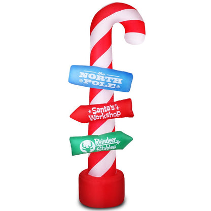 Jingle Jollys Christmas Inflatable Candy Pole 2.4M Illuminated Decorations