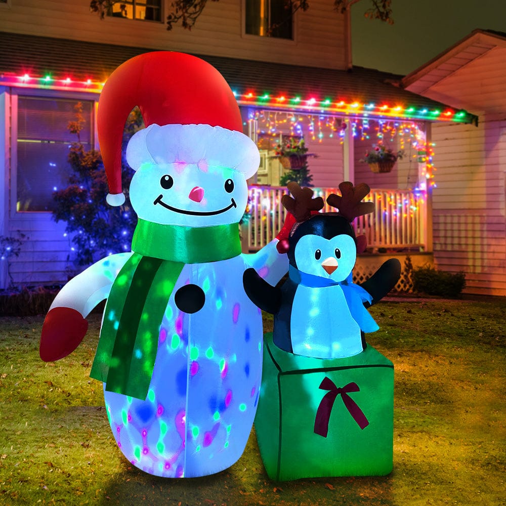 Jingle Jollys Christmas Inflatable Snowman 1.8M Illuminated Decorations