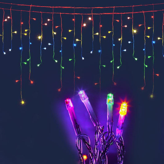 12.5M Christmas Lights Solar Icicle String Light Multi Colour Jingle Jollys