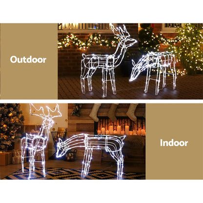 2 PCS Christmas Lights Reindeers 200 LED Decorations Jingle Jollys