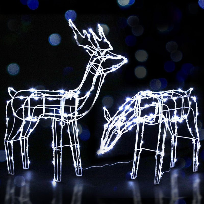 2 PCS Christmas Lights Reindeers 200 LED Decorations Jingle Jollys