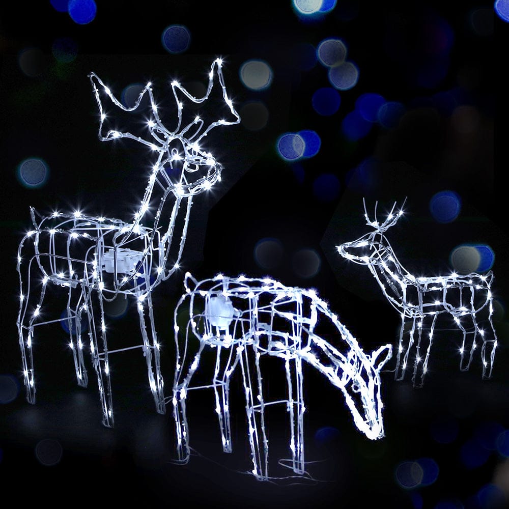 3 PCS Christmas Lights Reindeers 250 LED Decorations Jingle Jollys