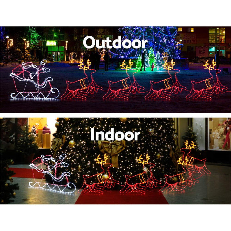 1X Christmas Lights Reindeer Sleigh 806 LED Decorations Jingle Jollys